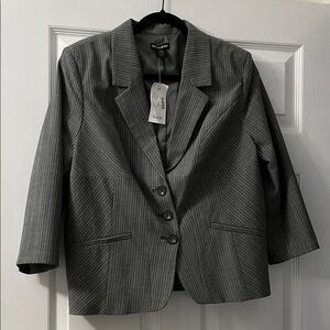 Fashion Bug Gray Striped Blazer